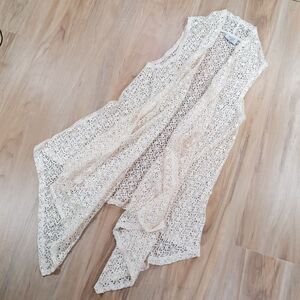 🔺️Mad Style Cream Open Knit Lace Sleeveless Cardigan One Size